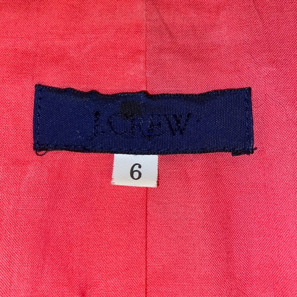 OOAK J. Crew Coral Pink Geometric Floral Jacquard Woven Cropped Blazer - 6 - Picture 8 of 11